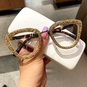 2023 Custome Prescription Glasses Blue Light Frame cat eye Rhinestone sunglasses vintage frame for women