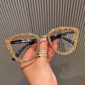 2023 Custome Prescription Glasses Blue Light Frame cat eye Rhinestone sunglasses vintage frame for women