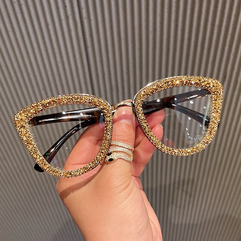 2023 Custome Prescription Glasses Blue Light Frame cat eye Rhinestone sunglasses vintage frame for women
