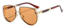 Load image into Gallery viewer, 2023 Dazzling Steampunk Metal Sun Glasses Luxe Pilot Shades Vintage Hollow Pattern Designer Sunglasses Women Men Summer Eyewear