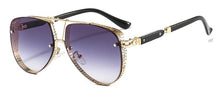 Load image into Gallery viewer, 2023 Dazzling Steampunk Metal Sun Glasses Luxe Pilot Shades Vintage Hollow Pattern Designer Sunglasses Women Men Summer Eyewear