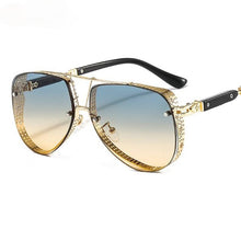 Load image into Gallery viewer, 2023 Dazzling Steampunk Metal Sunglasses  Pilot Shades Vintage Holle Pattern Designer Sunglasses Women Men Zomer Eyewear