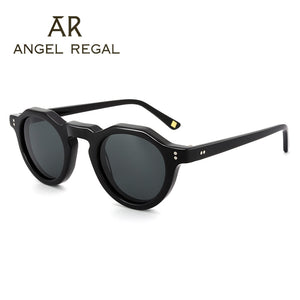 2023 Eyeglass Acetate Sun Glasses Circle Secret Service Polarized  Sunglasses Eyeglasses Top Acetate Frame British Style Eyewear
