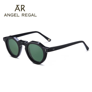 2023 Eyeglass Acetate Sun Glasses Circle Secret Service Polarized  Sunglasses Eyeglasses Top Acetate Frame British Style Eyewear