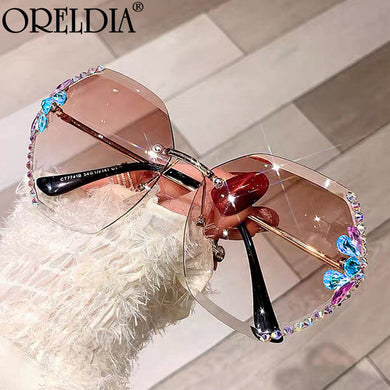 2023 Brand Design Vintage Rimless Rhinestone Sunglasses Women  Bling Rhinestone Sun Glasses Shades Eyewear UV400