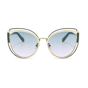 Occhiali da sole Cat Eye 2023 da donna con diamanti incastonati Tendenza stile business Vetro rotondo unico
