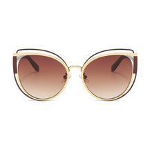 Carica l&#39;immagine nel visualizzatore di Gallery, Occhiali da sole Cat Eye 2023 da donna con diamanti incastonati Tendenza stile business Vetro rotondo unico