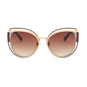 Occhiali da sole Cat Eye 2023 da donna con diamanti incastonati Tendenza stile business Vetro rotondo unico