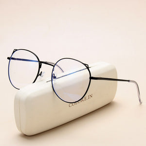 2022  Computer Glasses Anti Blue Light Gaming Glasses Metal Retro Glasses Frame Anti Glare Eyeglasses Clear Lens Fake Gla