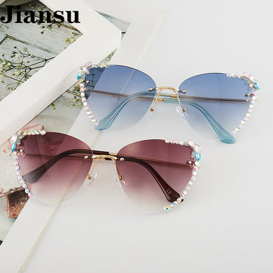 2023 Designer Rhinestone Sunglasses Women Heart Shaped Sun Glasses Vintage Shades for Female Gafas De Sol Mujer Uv400