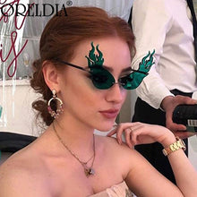 Load image into Gallery viewer, 2023 Flame Rimless Sunglasses Women Men Cat Eye Sun Glasses Eyewear  Trending Punk Party Sunglasses UV400 Oculos