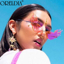 Load image into Gallery viewer, 2023 Flame Rimless Sunglasses Women Men Cat Eye Sun Glasses Eyewear  Trending Punk Party Sunglasses UV400 Oculos