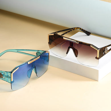 2023  Brand Designer Oversized Square Sunglasses Men Women Retro Big Frame Semi-Rimless Driving Sun Glasses UV400