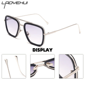 2023 Men Sunglasses Male Tony Merry Stark Steampunk Square Eyewear Fake Glasses Designer  Brand  UV400