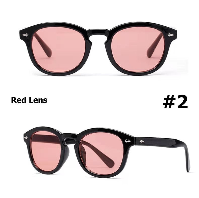 2023 Johnny Depp Lemtosh Style Round Sunglasses Tint Ocean Lens Brand Design Party Show Sun Glasses Oculos De Sol