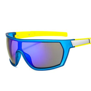 2023 Occhiali da sole sportivi di un pezzo Uomini Classic Rettangolo Sport all'aria aperta Occhiali da sole Uomo Flat Top Antivento Occhiali da ciclismo 