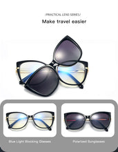 Load image into Gallery viewer, 2023 Optical Spectacle Frame Women Magnetic Clip On Sunglasses Polarized Glasses frame For female Myopia Eyeglasses
