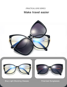 2023 Optical Spectacle Frame Women Magnetic Clip On Sunglasses Polarized Glasses frame For female Myopia Eyeglasses