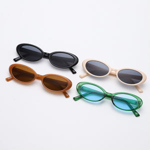 2023 Oval Small Frame Sunglasses Female Jumping Di Hip Hop Rice Nail Sunglasses Ins Wind Concave Shape Plain Glasses
