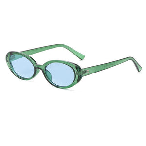 2023 Oval Small Frame Sunglasses Female Jumping Di Hip Hop Rice Nail Sunglasses Ins Wind Concave Shape Plain Glasses