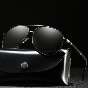 2023 Pilot Men Polarized Sunglasses Oversized Metal Aviation Male Sun Glasses Classic Black Driving Shades UV400 TYJM-9