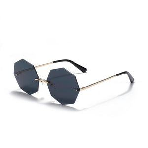 2023 Punk Rimless Sunglasses Women Small Sun Glasses Shades  Brand Designer Metal Sunglass UV400 Eyewear