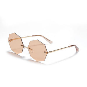 2023 Punk Rimless Sunglasses Women Small Sun Glasses Shades  Brand Designer Metal Sunglass UV400 Eyewear