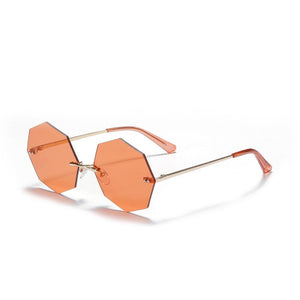2023 Punk Rimless Sunglasses Women Small Sun Glasses Shades  Brand Designer Metal Sunglass UV400 Eyewear
