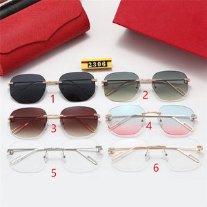 2023  Retro Sunglasses Women Brand Designer Rimless Gradient Sun Glasses Shades Cutting Lens Ladies Frameless Eyeglasses