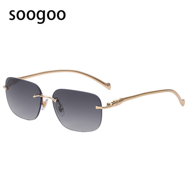 2023 Rimless Sunglasses Men's Vintage Square Gradient Sun Glasses Women  Brand Designer Eyeglasses UV400