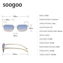 Load image into Gallery viewer, 2023 Rimless Sunglasses Men's Vintage Square Gradient Sun Glasses Women  Brand Designer Eyeglasses UV400
