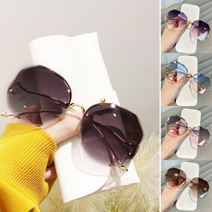 2023 Rimless Sunglasses Women Tea Gradient Metal Bent Leg Sun Glasses Ladies Sexy Blue Pink Eyewear Vintage Shades