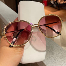 Load image into Gallery viewer, 2023 Tea Gradient Sunglasses Women Lens Metal Rhinestone Round Sun Glasses For Female Summer Traveling Dirving  Oculos