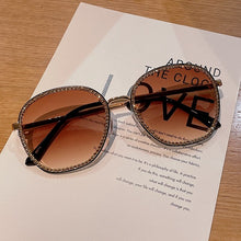 Load image into Gallery viewer, 2023 Tea Gradient Sunglasses Women Lens Metal Rhinestone Round Sun Glasses For Female Summer Traveling Dirving  Oculos