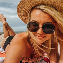 Load image into Gallery viewer, 2023 Tea Gradient Sunglasses Women Ocean Cut Trimmed Lens Metal Curved Temples Sun Glasses Female Oculos De Sol Feminino