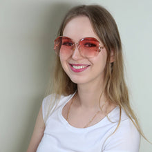 Load image into Gallery viewer, 2023 Tea Gradient Sunglasses Women Ocean Cut Trimmed Lens Metal Curved Temples Sun Glasses Female Oculos De Sol Feminino