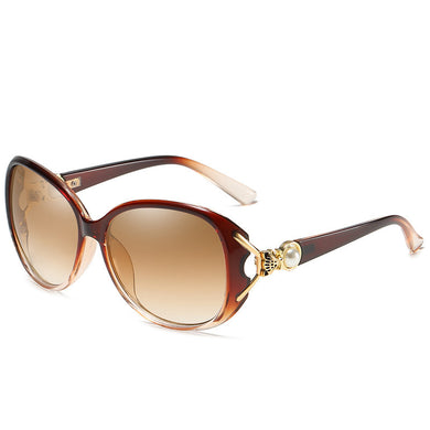 2023 Tea Gradient Sunglasses Women Ocean Metal Pearl Fox Head Lens Metal Curved Temples Sun Glasses Female UV400