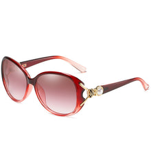 Load image into Gallery viewer, 2023 Tea Gradient Sunglasses Women Ocean Metal Pearl Fox Head Lens Metal Curved Temples Sun Glasses Female UV400