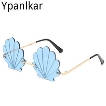 Load image into Gallery viewer, 2023 Unique Flower Shape Rimless Women Sunglasses Brand Designer Retro Shell Grain Clear Ocean Lens Male Sun Glasses