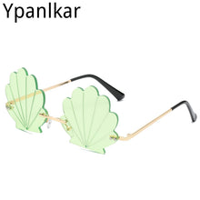 Load image into Gallery viewer, 2023 Unique Flower Shape Rimless Women Sunglasses Brand Designer Retro Shell Grain Clear Ocean Lens Male Sun Glasses