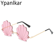 Load image into Gallery viewer, 2023 Unique Flower Shape Rimless Women Sunglasses Brand Designer Retro Shell Grain Clear Ocean Lens Male Sun Glasses