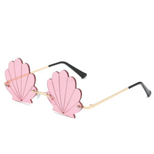 Load image into Gallery viewer, 2023 Unique Flower Shape Rimless Women Sunglasses Brand Designer Retro Shell Grain Clear Ocean Lens Male Sun Glasses