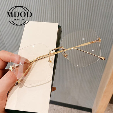 2023 Unisex Frameless Cut-edge Anti-blue Light Unisex Glasses Metal Frame Protects Eyes Women Man Reading Glasses