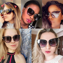 Load image into Gallery viewer, 2023 Vintage Cat Eye Sunglasses Women Black and White Leopard Print Frame Metal Curved Mirror Feet Sun Glasses Female