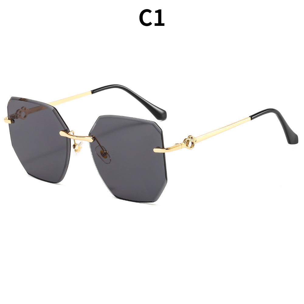 2023 Women's Frameless Cut Edge Sunglasses Ocean Lens Sunglasses Personality Polygon Glasses