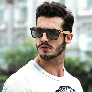 2023 Wood Sunglasses for Men Women Plastic Frame Bamboo Wooden Arms Glasses