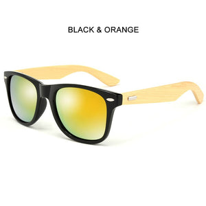 2023 Wood Sunglasses for Men Women Plastic Frame Bamboo Wooden Arms Glasses