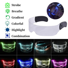 Load image into Gallery viewer, 2023 Futuristic Colorful EL Luminous Glasses women men Led Light Up Visor Eyeglasses for Bar KTV Christmas Birthday Party
