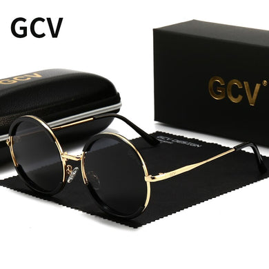 2023 GCV Classic Men Male Women Female Gorgeous Sunglasses Round Frame Glasses Punk Style Metal Polarized