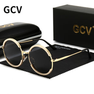 2023 GCV Classic Men Male Women Female Gorgeous Sunglasses Round Frame Glasses Punk Style Metal Polarized